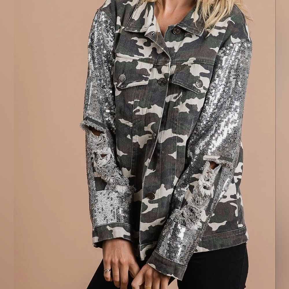 Macaron Glamoflouge Camo sequen jacket
